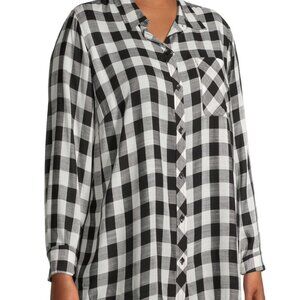 Terra & Sky BLACK Plaid Pocket Button Down Shirt Plus Size 2X New With Tags!